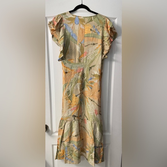 H&M PATTERNED WRAP-FRONT DRESS Floral/Beige - Picture 6 of 12